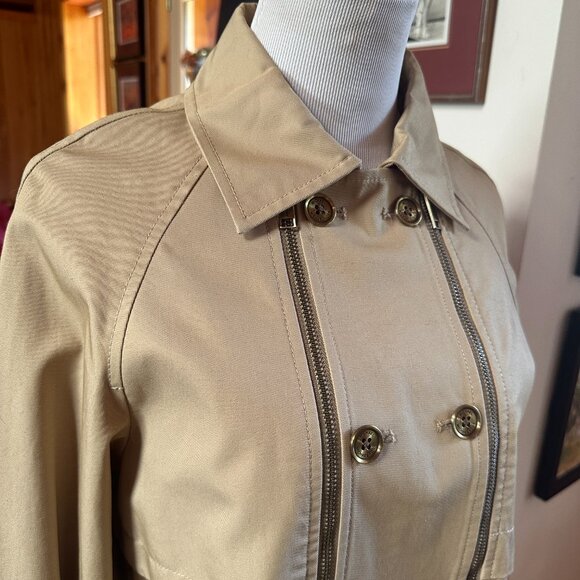 NEW!  MICHAEL KORS Tan Khaki Raincoat - Flawed - XS - Picture 5 of 14